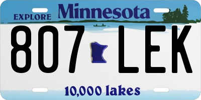 MN license plate 807LEK