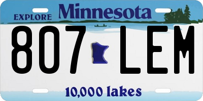 MN license plate 807LEM
