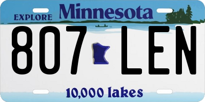 MN license plate 807LEN