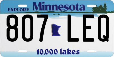 MN license plate 807LEQ
