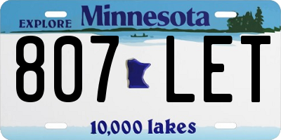 MN license plate 807LET