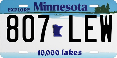 MN license plate 807LEW
