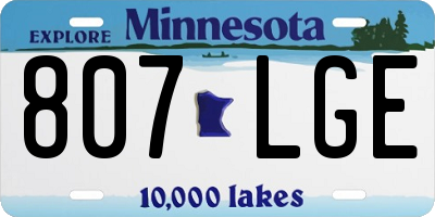 MN license plate 807LGE