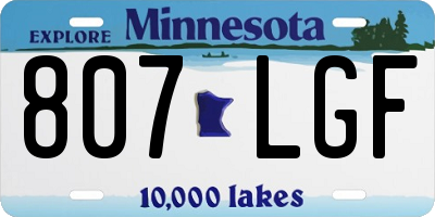 MN license plate 807LGF