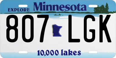 MN license plate 807LGK