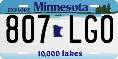 MN license plate 807LGO