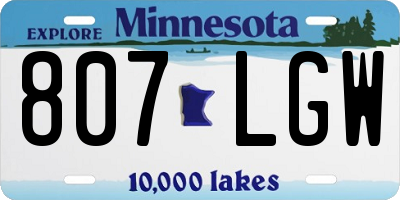 MN license plate 807LGW