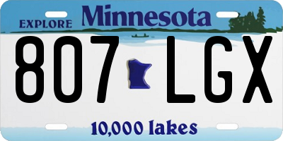 MN license plate 807LGX