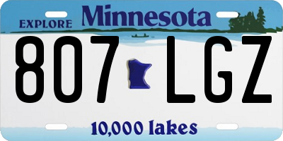 MN license plate 807LGZ