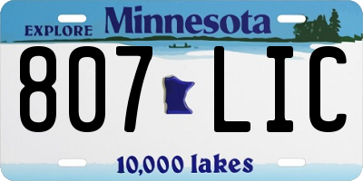 MN license plate 807LIC