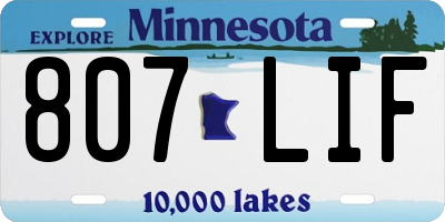 MN license plate 807LIF