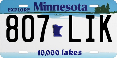 MN license plate 807LIK