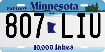 MN license plate 807LIU