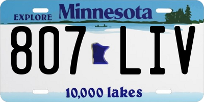 MN license plate 807LIV