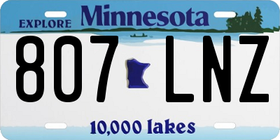 MN license plate 807LNZ