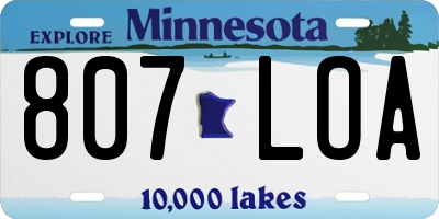 MN license plate 807LOA