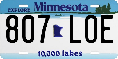 MN license plate 807LOE