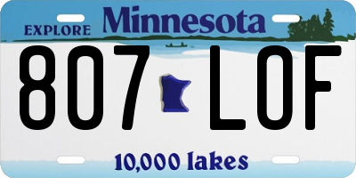 MN license plate 807LOF