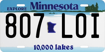 MN license plate 807LOI