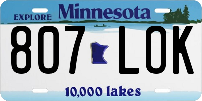 MN license plate 807LOK