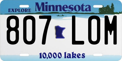 MN license plate 807LOM