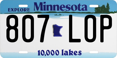 MN license plate 807LOP