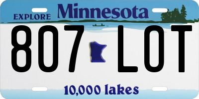 MN license plate 807LOT