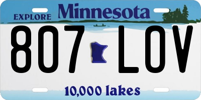MN license plate 807LOV