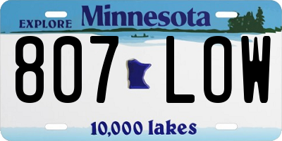 MN license plate 807LOW