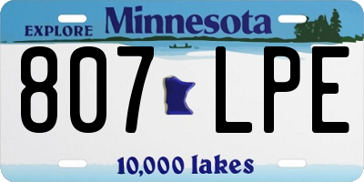 MN license plate 807LPE