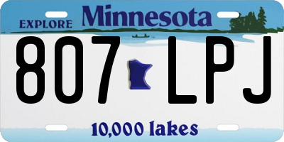 MN license plate 807LPJ