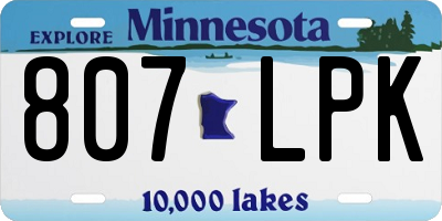 MN license plate 807LPK