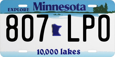 MN license plate 807LPO