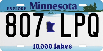 MN license plate 807LPQ
