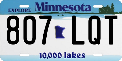MN license plate 807LQT