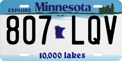 MN license plate 807LQV