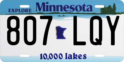 MN license plate 807LQY