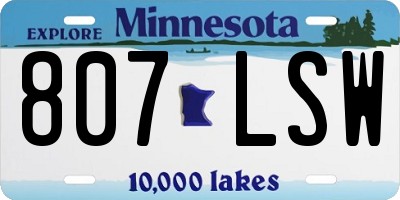 MN license plate 807LSW