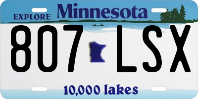 MN license plate 807LSX