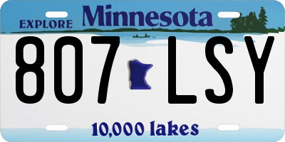 MN license plate 807LSY