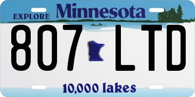 MN license plate 807LTD