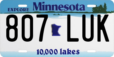 MN license plate 807LUK