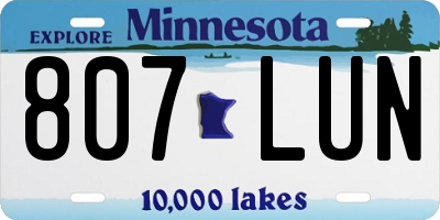 MN license plate 807LUN