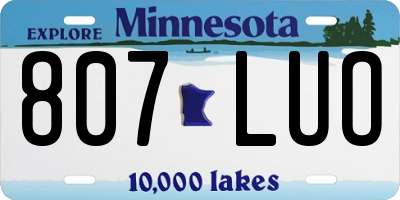 MN license plate 807LUO