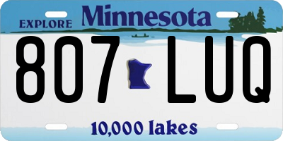 MN license plate 807LUQ