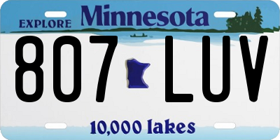 MN license plate 807LUV