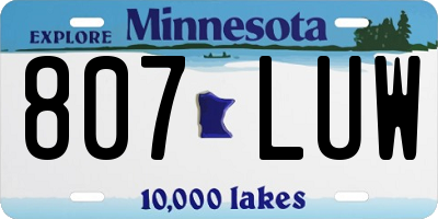 MN license plate 807LUW