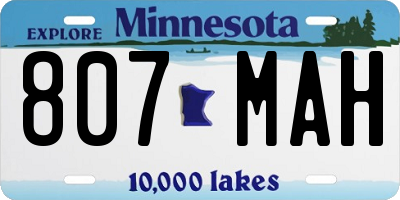 MN license plate 807MAH