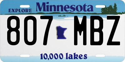 MN license plate 807MBZ