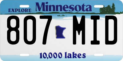 MN license plate 807MID